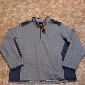 Under Armour Men's Heather Gray and Navy Zip-Up Sweater Infrared Cold Gear